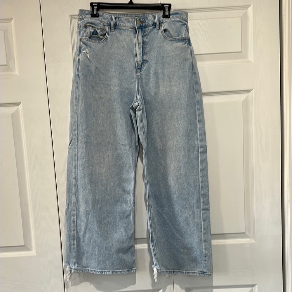 American eagle women’s super high rise baggy wide leg jeans size 12 short